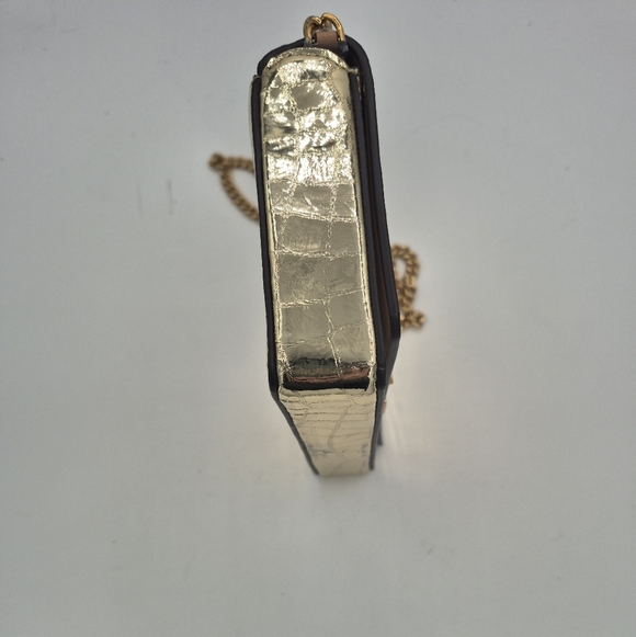 Kate Spade Romy Metallic Croc Embossed Leather Wallet On A Chain - Picture 5 of 10